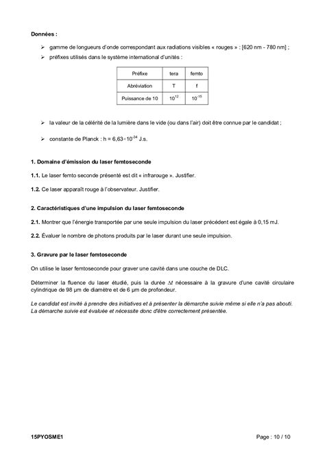 Bac S Physique Chimie Métropole 2015 Sujet AlloSchool