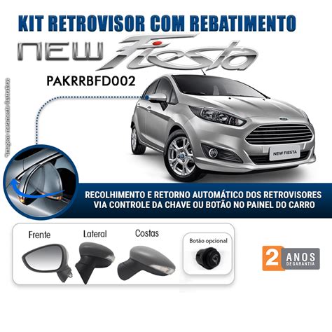 Kit Retrovisor Rebatimento Ford New Fiesta Tragial Tragial