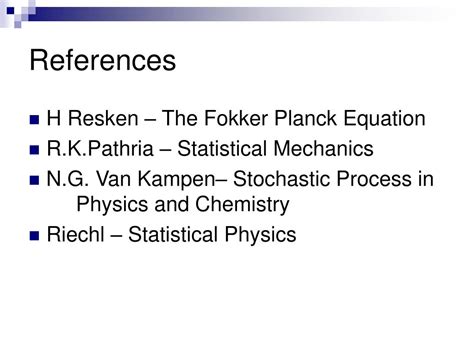 Ppt Fokker Planck Equation And Its Related Topics Powerpoint