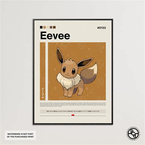 Eevee Poster 0133 Pokemon Poster Pokemon Wall Art Pokemon - Etsy