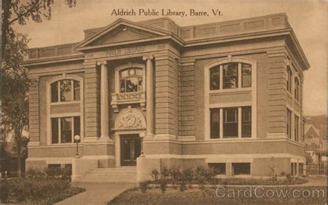 Aldrich Public Library Barre Vt Postcard