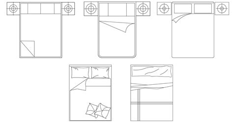 3d Top View Of Double Bed Cad Block Design Dwg File Cadbull Images