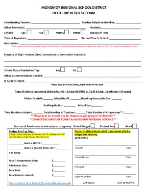 Fillable Online Field Trip Request Form A Pdf Fax Email Print Pdffiller