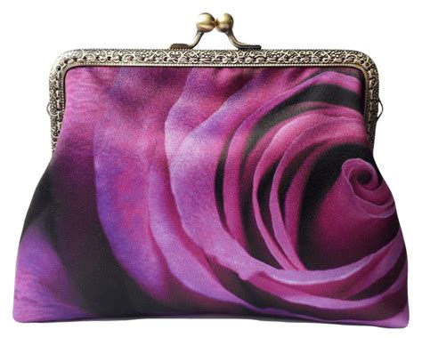 Purple Rose Flower Floral Clutch Bag Purse Gift For Her Etsy UK