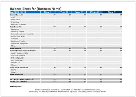 √ Free Editable Balance Sheet Format Excel