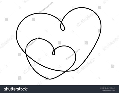 Love Hearts Line Drawing Isolated On Stock Vector Royalty Free