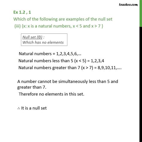 Ex 12 1 Which Are Examples Of Null Set I Set Of Odd Ex 12