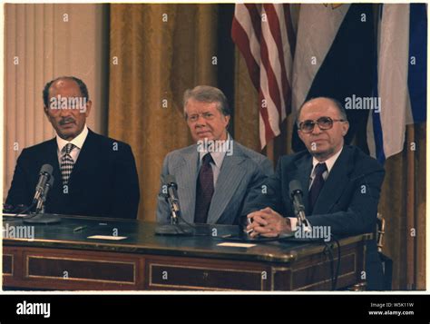 Anwar Sadat Jimmy Carter And Menahem Begin At The Camp David Accords