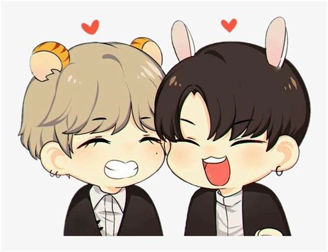 Bts Taehyung Jungkook Vkook Chibi Fanart Taekook Anime Transparent