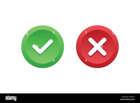 Tick And Cross Signs Green Checkmark OK And Red X Icons Vector Circle