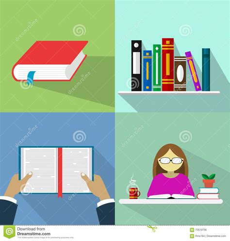 Set Of Books In Flat Design Vector Illustration Stock Vector