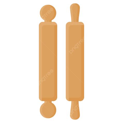 Wooden Rolling Pin Vector Decoration Rolling Pin Wooden Vector PNG