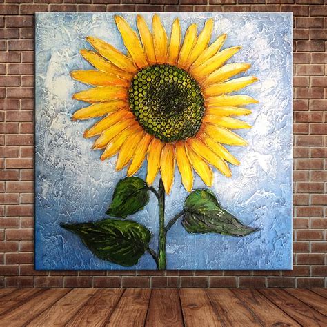 Large Modern Sunflower Hand Painted Oil Pianting On Canvas Wall Art