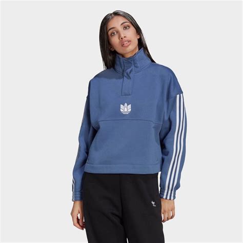 Adidas Womens Adicolor 3d Trefoil Fleece Half Zip Sweatshirt Shopstyle