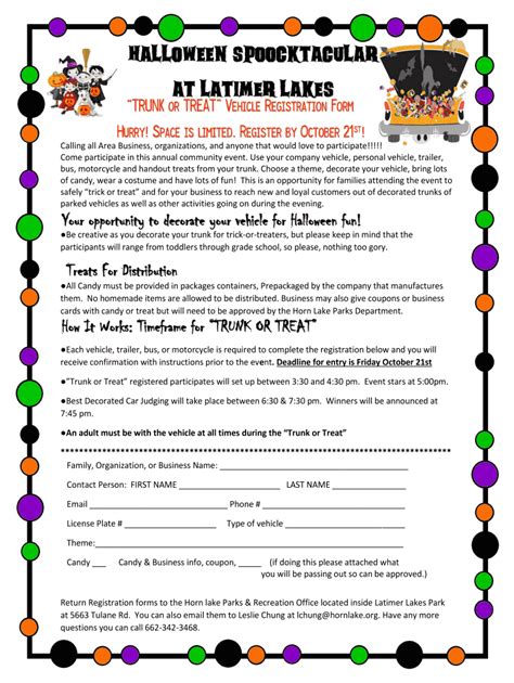 Fillable Online Trunk Or Treat Registration Form City Of Irwindale Fax Email Print Pdffiller