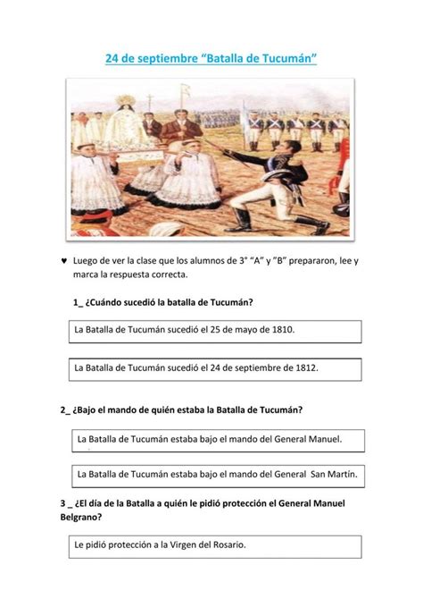 Batalla De Tucum N Worksheet