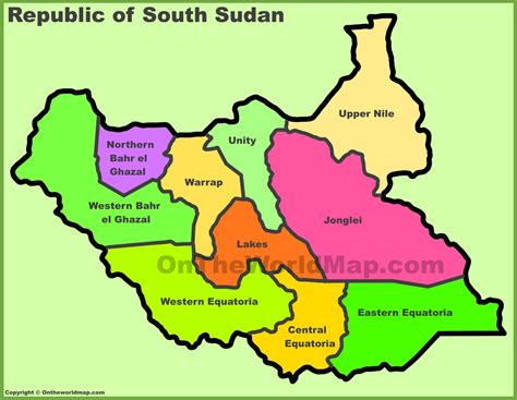 South Sudan states map