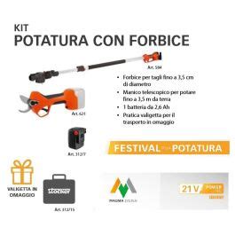 Kit Potatura Con Forbice E Manico Con Batteria Stocker Agraria Comand