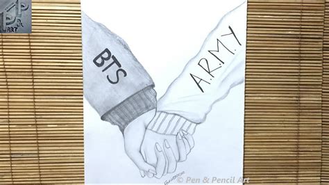 BTS Army Drawing // How to Draw Hand Holding Hands // @Army BTS Pencil ...