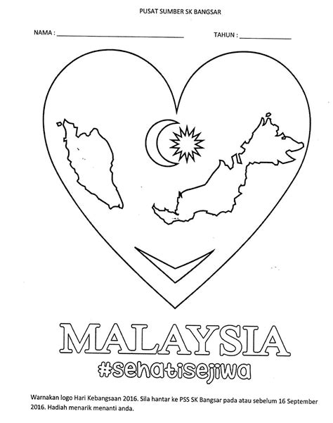 Sejiwa Sehati Mewarna Hari Colouring Kebangsaan Rakyat Selamat Sketch Coloring Page