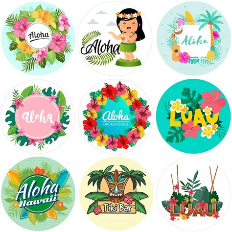 Summer Tropical Luau Party Aloha Stickers Hawaiian Beach Theme Seals