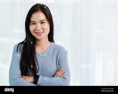 Close Up Headshot Portrait Young Asian Happy Beautiful Woman Healthy