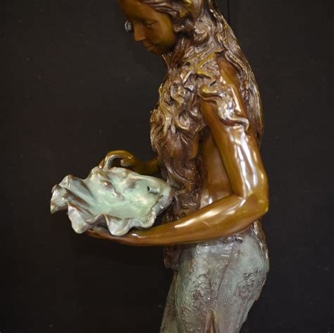 Bronze Maiden Fountain Statue Semi Nude Female Water Feature