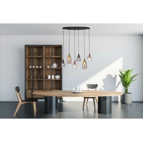 Searchlight Divine Light Multi Drop Pendant Black Coloured Glass