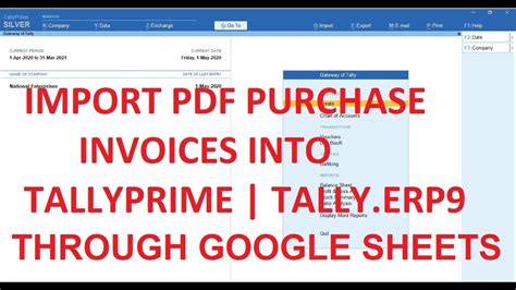 Import PDF Invoices Via Google Sheets Into TallyPrime Tally ERP9