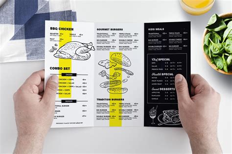 Tri Fold Food Menu Template For Restaurants In Psd Ai And Vector