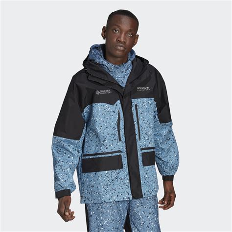 Adidas Adventure Winter Allover Print Gore Tex Erkek Mavi Outdoor Ceket