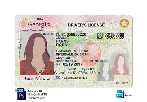 Georgia Driver License Template V2 Psd Stores