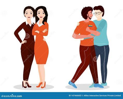 Vector Illustration Of Gay And Lesbian Couples Stock Illustration