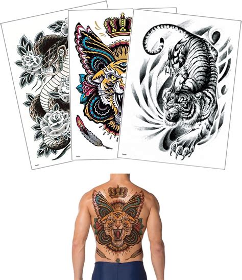 Glaryyears Super Big Full Back Covered Temporary Tattoos Pack Large