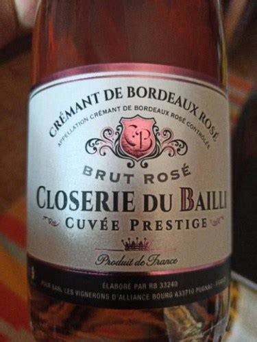 Closerie du Bailli Cuvée Prestige Crémant de Bordeaux Brut Rosé Vivino US