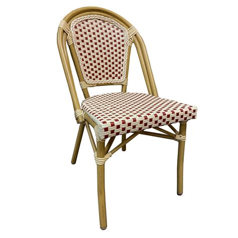 Paris Aluminium Rattan Outdoor Wicker Parisian Bistro Cafe Chair Red