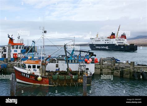 Caledonian MacBrayne Car And Passenger Ferry Finlaggan Arriving At Port