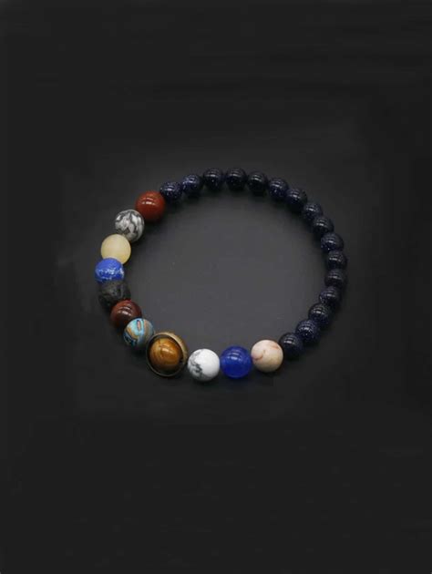 Pulsera Con Cuentas De Ocho Planetas A La Moda Pulsera De Chakra De