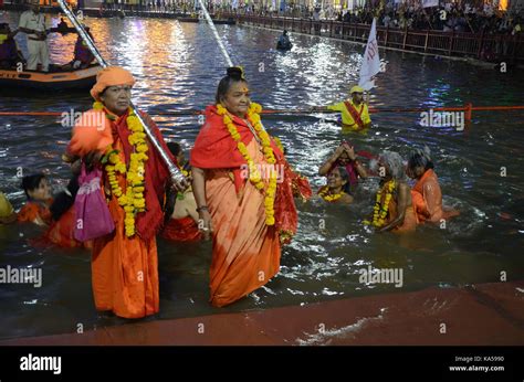 Pilgrims Taking Holy Dip In River Kumbh Mela Ujjain Madhya Pradesh