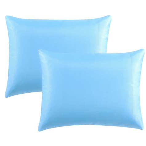 Satin Pillowcases Standard Set Of 2 Blue Silk Pillow Cases For Hair And Skin 20x26 Inches