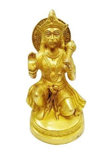 Vikas Golden Gold Plated Brass Hanuman Ji Statue For Worship Size