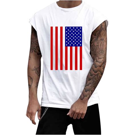 Ylsdl Patriotic Tanks For Men Sunflower Tank Top For Him American Flag