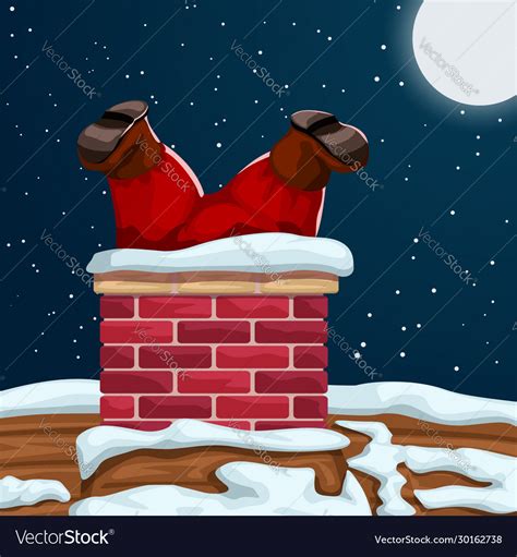 Santa Stuck In Chimney Royalty Free Vector Image