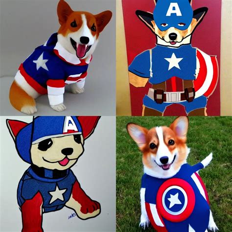 Corgi Dressed As Captain America No Cutoff Drawing Stable