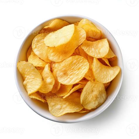 Bowl Of Crispy Wavy Potato Chips Or Crisps Isolated On A White