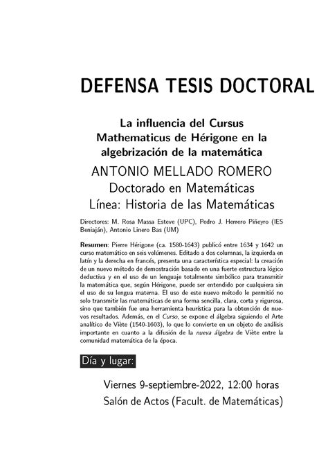 Defensa de Tesi Doctoral 09 09 2022 Departament de Matemàtiques UPC