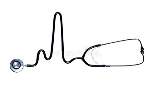 Stethoscope In Shape Of Heart Beat On Electrocardiogram Stock Photo