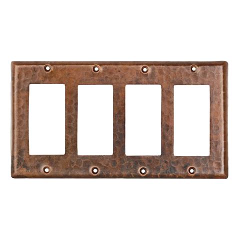 Premier Copper Products 4 Gang Standard Size Oil Rubbed Bronze Metal Indoor Decorator Wall Plate