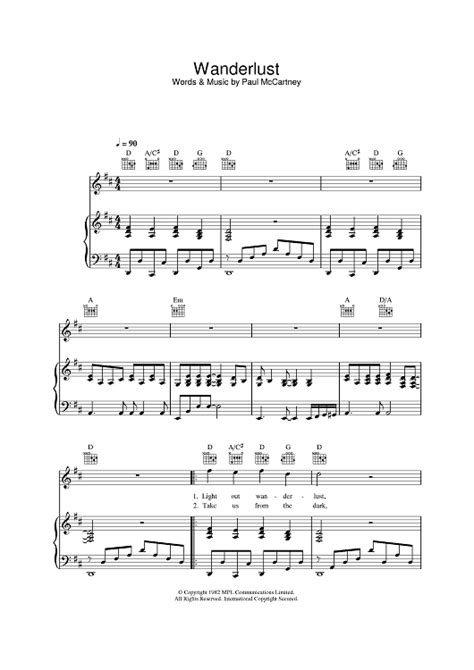 Wanderlust Sheet Music By Paul Mccartney For Piano Vocal Chords