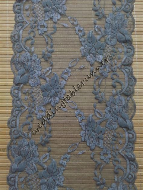 Grey Lace Table Runner Lace Overlay Vintage Lace Grey Wedding Decor